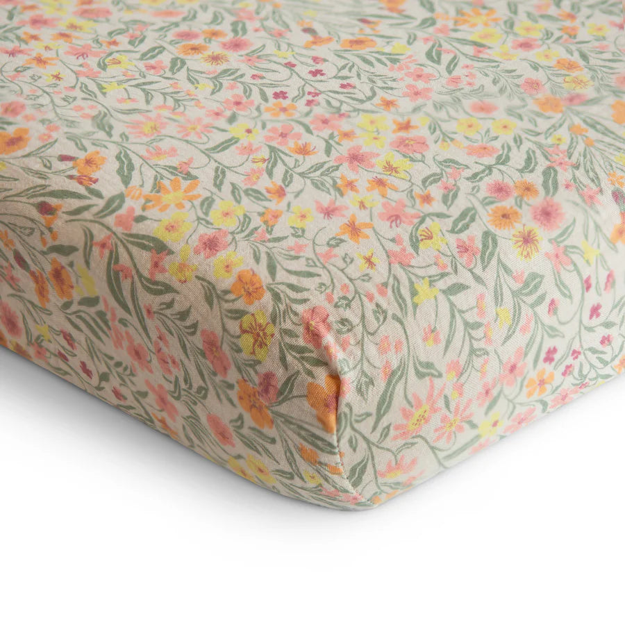 Drap contour pour bassinette | Fleurs pastel