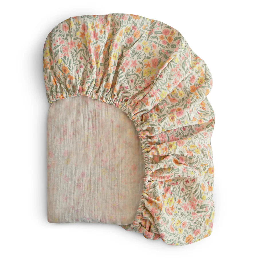 Drap contour pour bassinette | Fleurs pastel