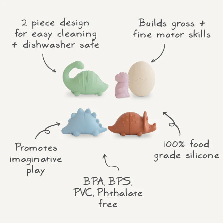 Jouet de bain en silicone | Dinosaures