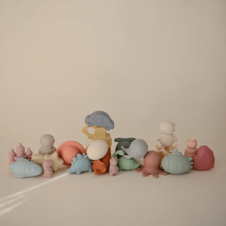 Jouet de bain en silicone | Dinosaures