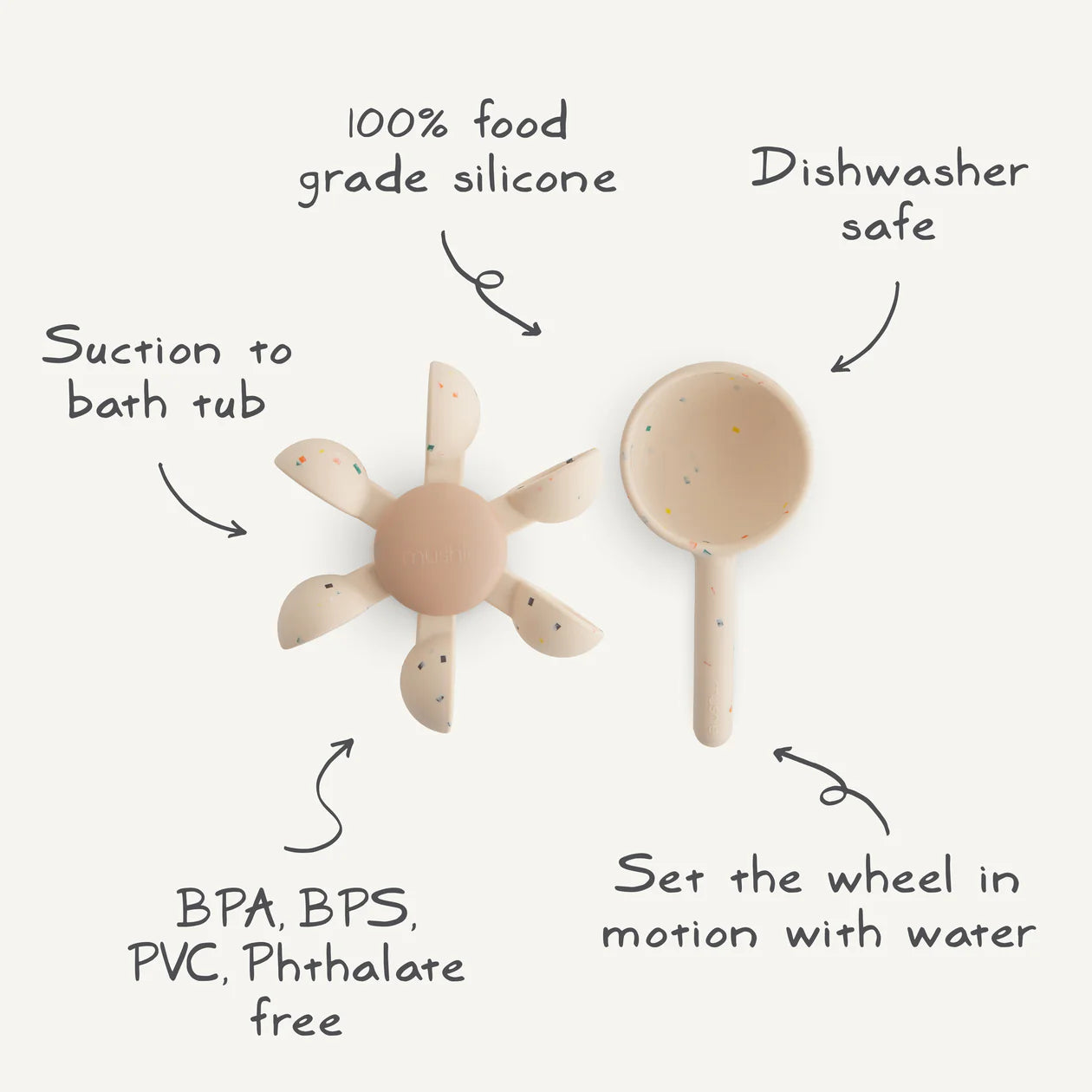 Jouet de bain en silicone | Roue à eau silicone & ventouse