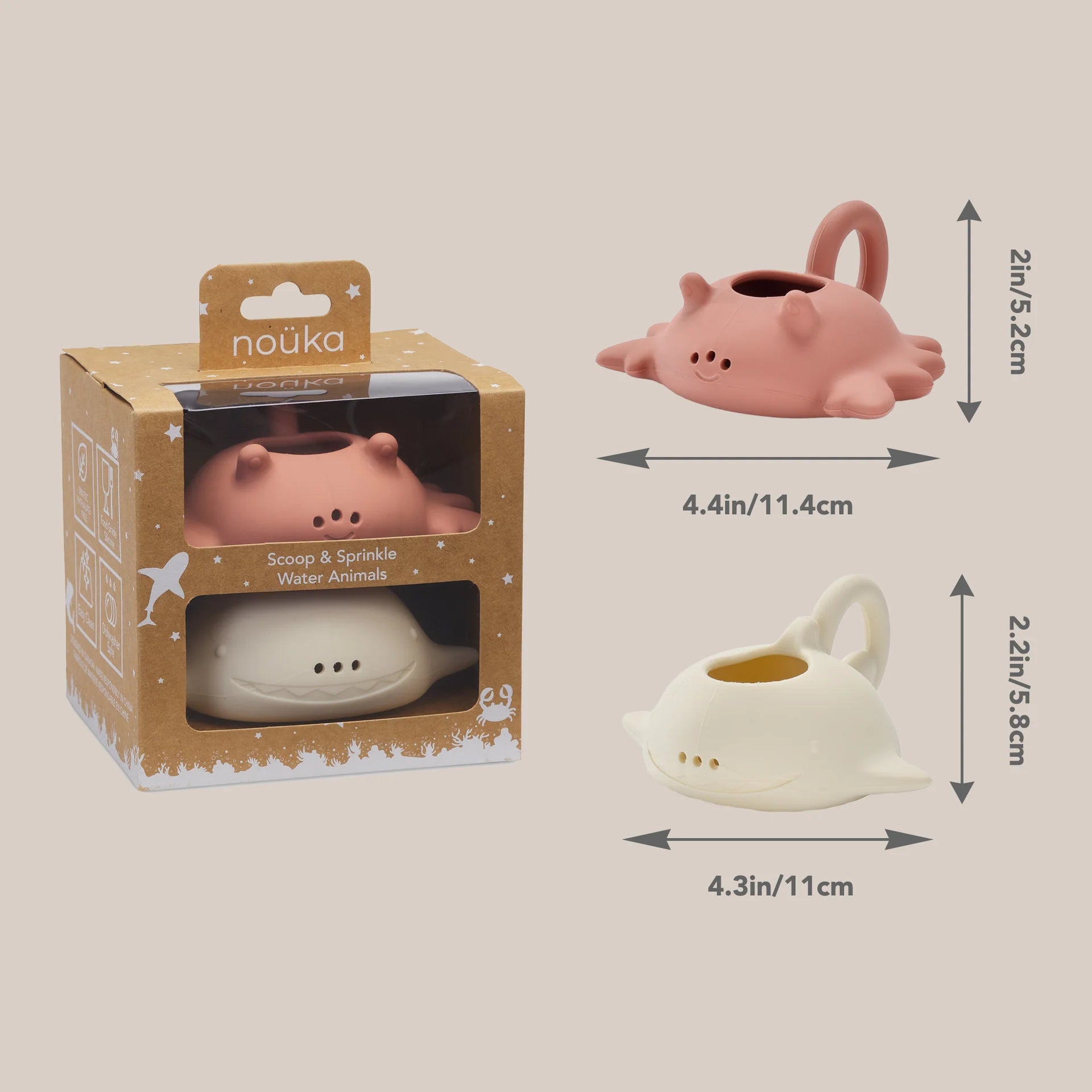 Noüka Bath Toy | Scoop & Sprinkle Water Animals | By the sea