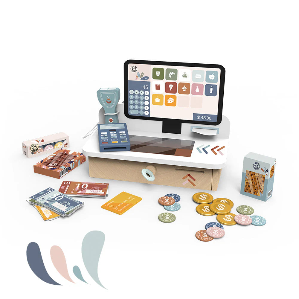Jeu d'apprentissage | Caisse enregistreuse en bois