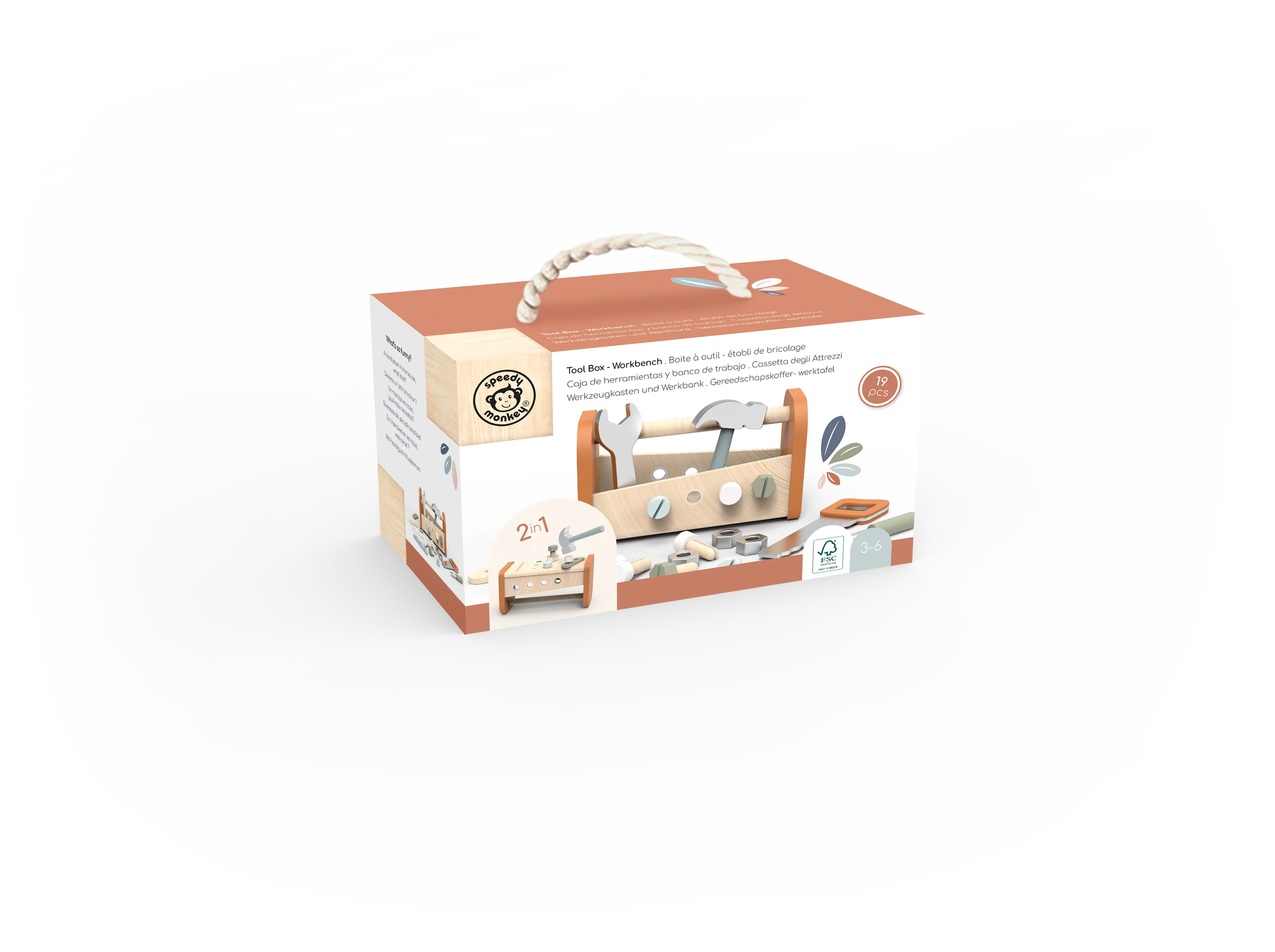 Jouet en bois 2-1 | Boîte à outils & établi