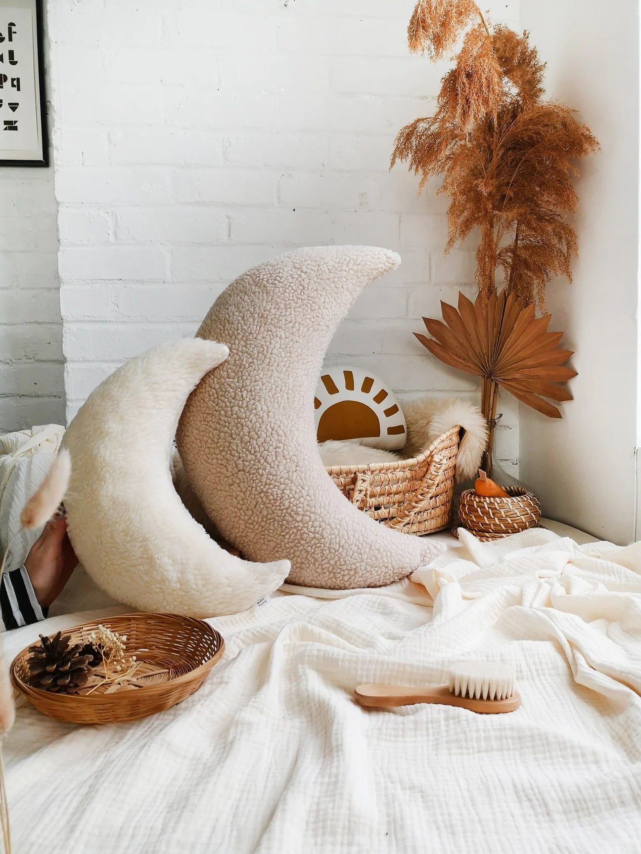 Coussin d'allaitement | Sherpa beige | Lune