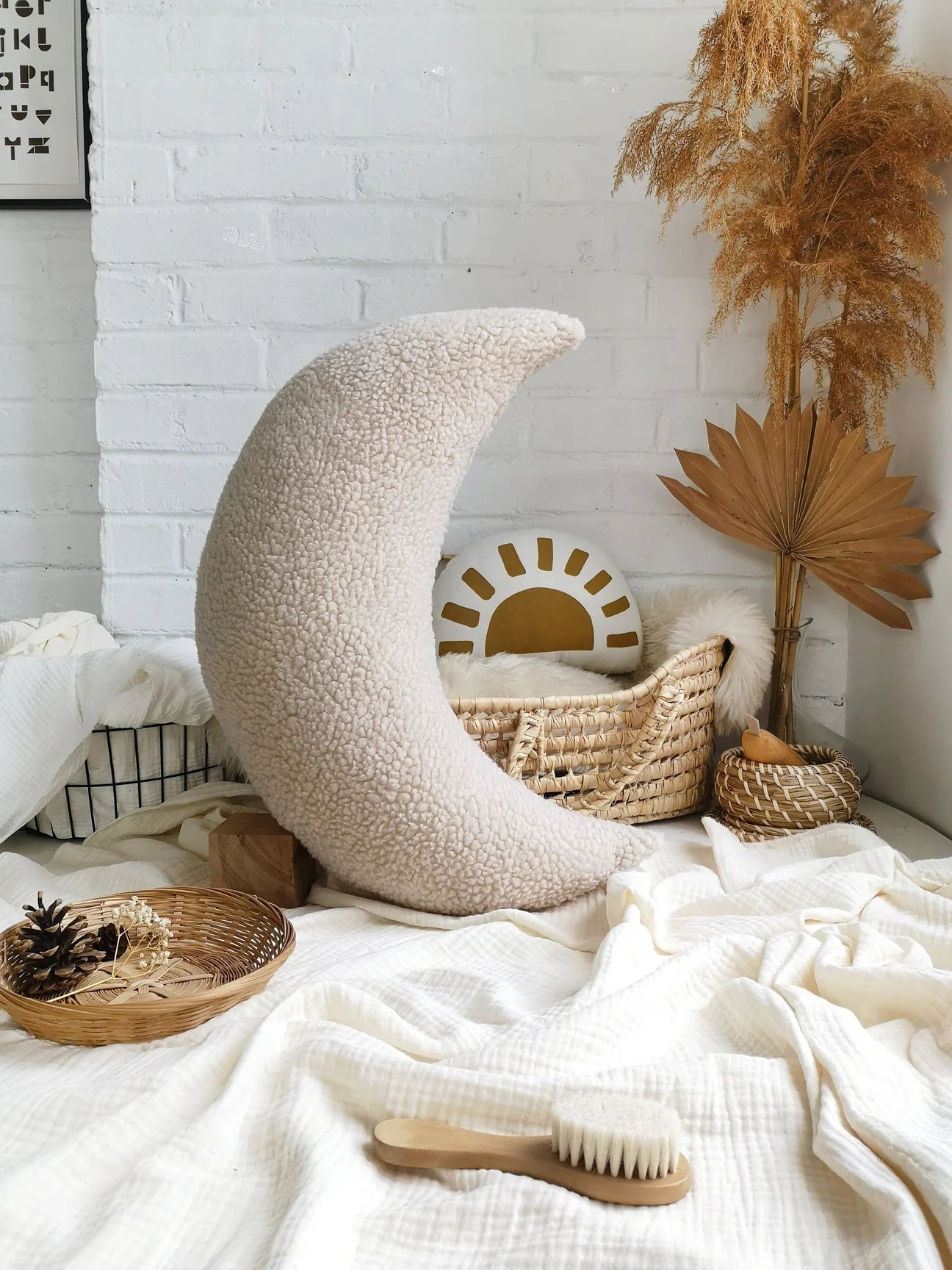 Coussin d'allaitement | Sherpa beige | Lune